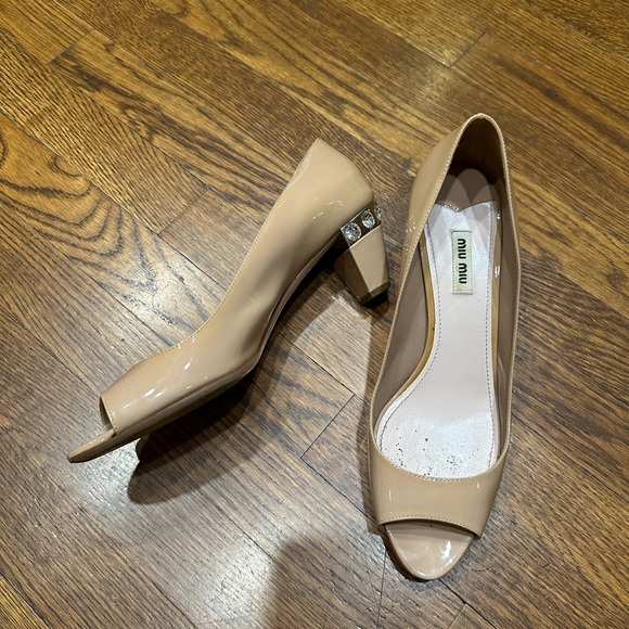 Miu Miu Peep Toe Nude Shoe 41 - Picture 1 of 5